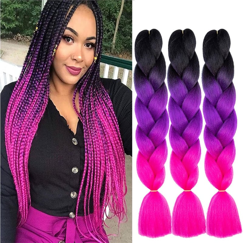 Shangxiu Ružové syntetické vlasy na zapletanie – Vlasové príčesky na vrkoče, Braiding Hair