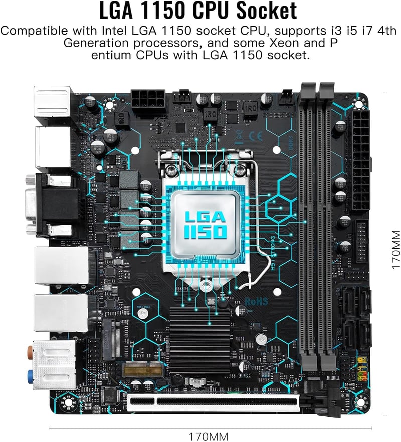SHANGZHAOYUAN H97 Strong Mini ITX Alaplap LGA 1150 Intel Core i7/i5/i3 DDR3 NVME M.2 SATA VGA/DVI/HDMI WiFi Dual LAN