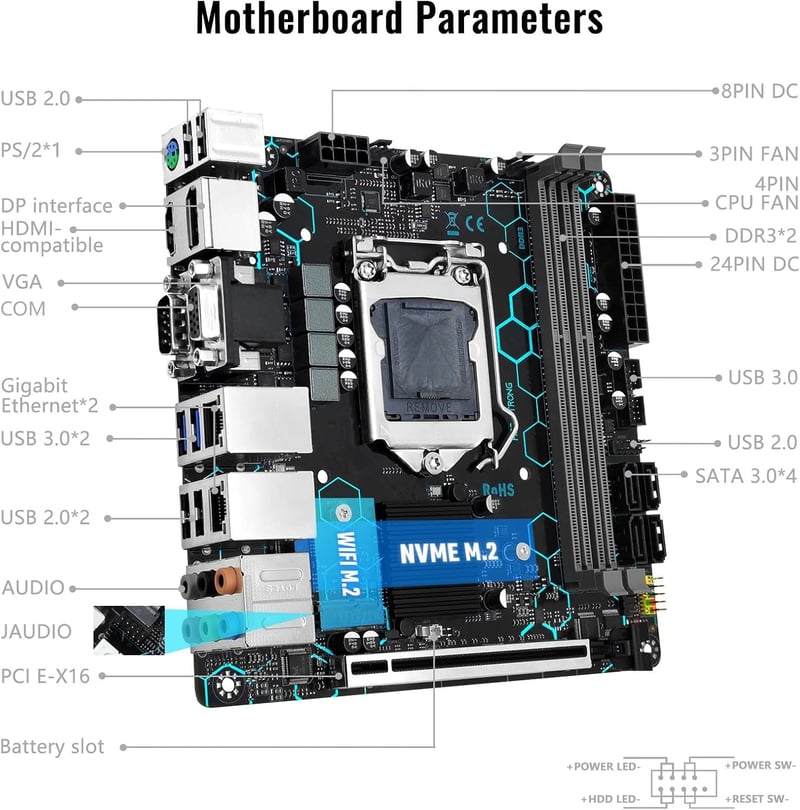 SHANGZHAOYUAN H97 Strong Mini ITX Alaplap LGA 1150 Intel Core i7/i5/i3 DDR3 NVME M.2 SATA VGA/DVI/HDMI WiFi Dual LAN