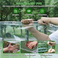 SHANNA Átlátszó ponyva szemekkel 420 g/m2 PVC vízálló 3x6 m fólia üvegházhoz, kerti bútorhoz fekete kötéllel, esővédő 4