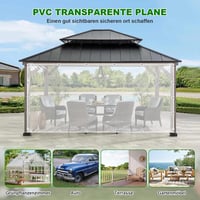 SHANNA Átlátszó ponyva szemekkel 420 g/m2 PVC vízálló 3x6 m fólia üvegházhoz, kerti bútorhoz fekete kötéllel, esővédő 2