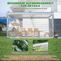 SHANNA Átlátszó ponyva szemekkel 420 g/m2 PVC vízálló 3x6 m fólia üvegházhoz, kerti bútorhoz fekete kötéllel, esővédő 6
