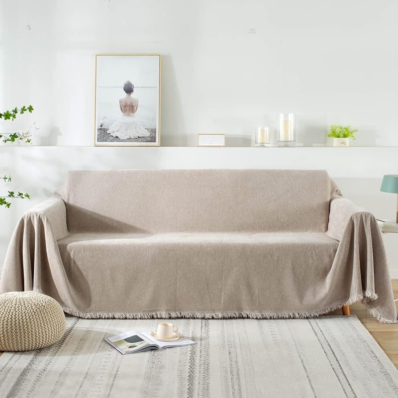 SHANNA kanapé takaró 180x300cm khaki, mosható pamut ágytakaró