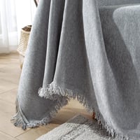 SHANNA prehoz na pohovku pre 2/3/4-miestnu pohovku, 180x300 cm, svetlosivý, bavlnený, prateľný, protišmykový, so strapcami 6