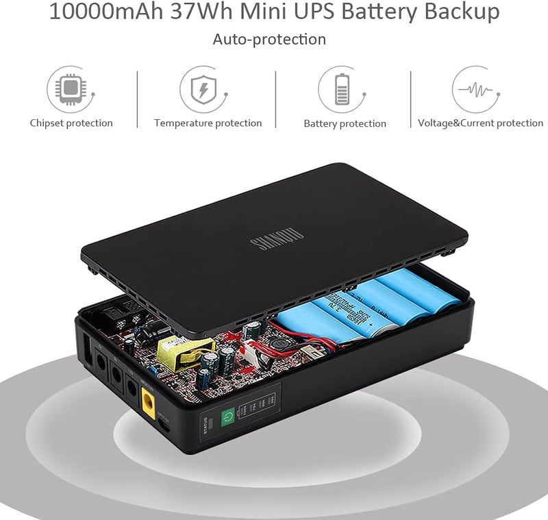 Shanqiu Mini UPS szünetmentes tápegység 12V akkumulátoros