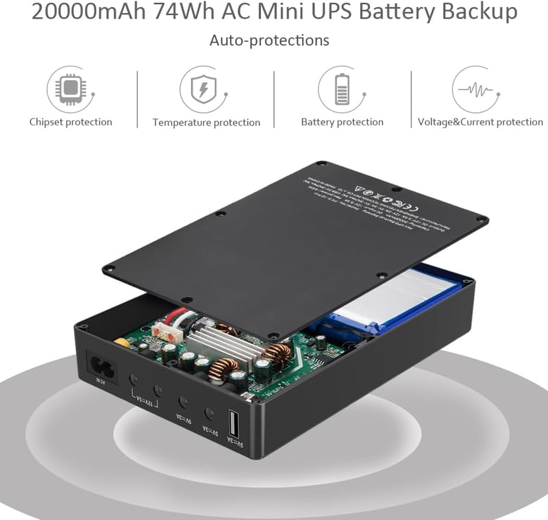 Shanqiu Mini UPS szünetmentes tápegység routerhez, modemhez, kamerához 74Wh