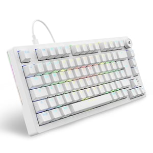 Sharkoon Skiller SGK25 RGB gaming tipkovnica, 75% raspored, Hot Swap, Huano RED prekidači, bijela