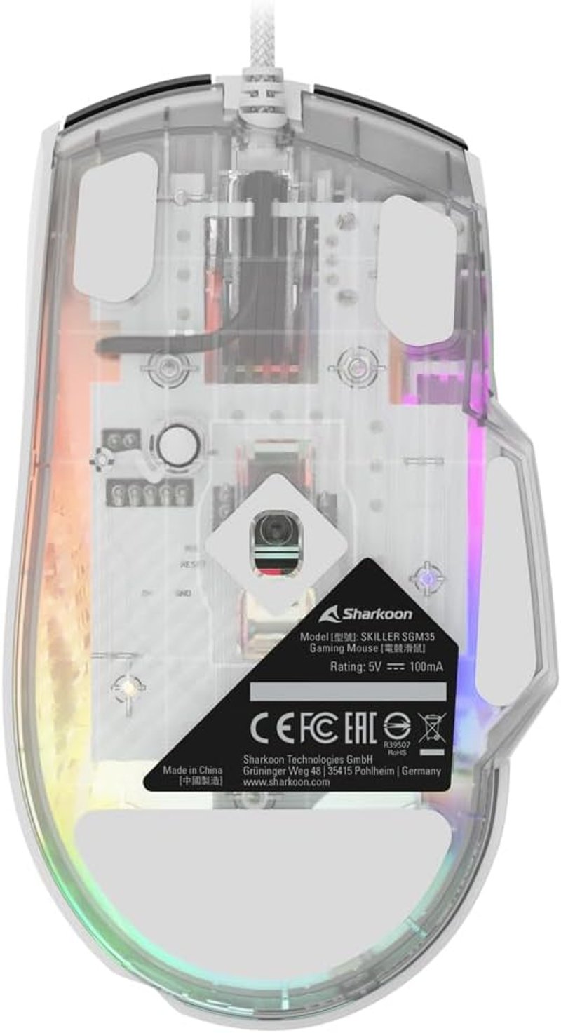 Sharkoon Skiller SGM35 fehér optikai gamer egér RGB PBT gombokkal