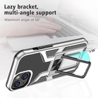 SharkProten iPhone 13 Ütésálló Tok - Mágneses Gyűrűs Állvánnyal, Dupla Rétegű Védelem, Kamera Védelemmel, Ezüst 4