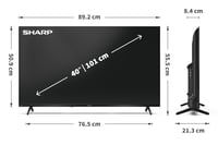 SHARP 40HF3365E Google TV 40 colos FHD QLED keret nélküli televízió – Google Assistant, Chromecast, Bluetooth, 3x HDMI, 2x USB, 2x8W hangszó 10