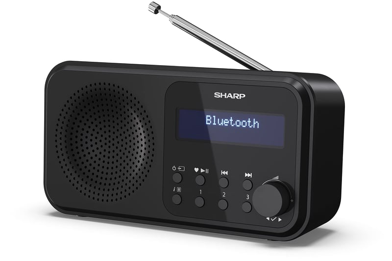 SHARP DR-P420(BK) Prenosné rádio DAB+ Bluetooth 5.0, DAB+/FM, duálny budík, 40 staníc, napájanie cez USB alebo batérie, konektor na slúchadlá, Tokyo D