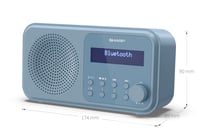 Prenosné digitálne rádio SHARP DR-P420 – DAB+/FM, Bluetooth 5.0, duálny budík, pamäť na 40 staníc, USB, 3,5 mm jack, oceľovo modrá 4