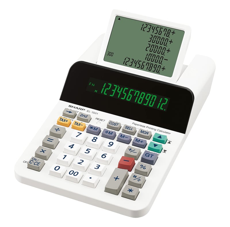 Sharp EL-1501 Asztali Számológép Kijelzővel – Fehér, Irodai Tischrechner