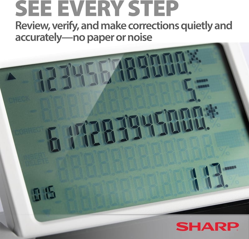 Sharp EL-1901 asztali számológép 12 számjegy 5 soros LCD kijelzővel fehér