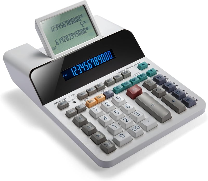 Sharp EL-1901 asztali számológép 12 számjegy 5 soros LCD kijelzővel fehér
