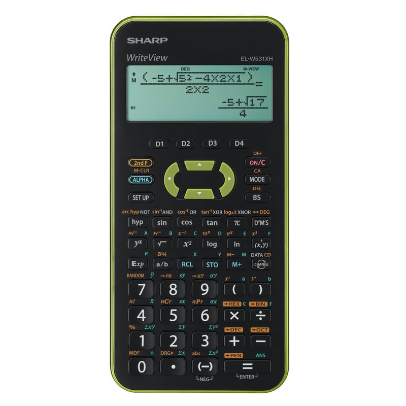Calculator științific Sharp EL-W531 XH-GR – afișaj WriteView, 335 funcții, verde – calculator școlar pentru liceeni