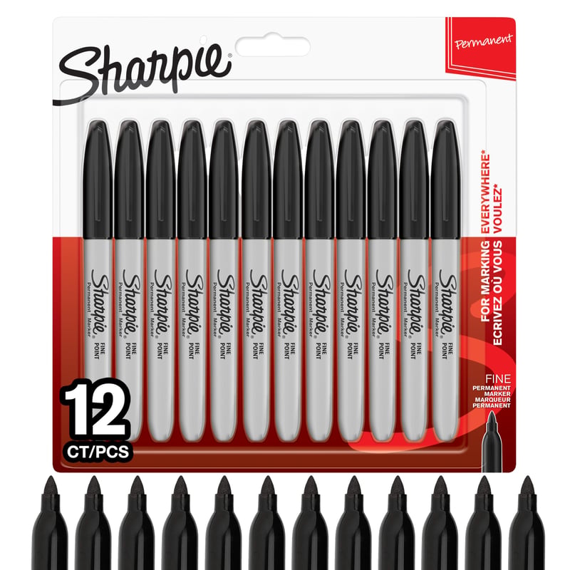 Permanentný popisovač Sharpie | Tenký hrot | Čierny atrament | Balenie 12 ks