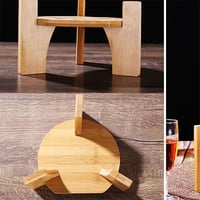 Sharplace Bambusz Italadagoló Tartó Kerek Talppal 21,5 cm - Vízkanna Állvány Bulikhoz Esküvőkhöz Étterembe 5