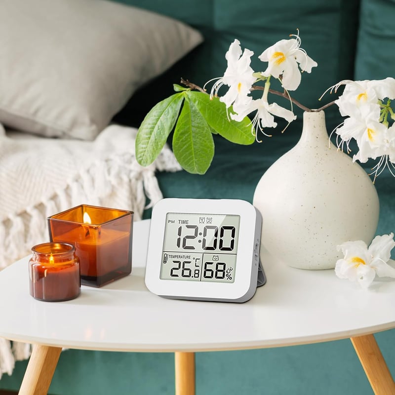 Sharplace Digitális Fürdőszobai Óra Vízálló Időzítő Ébresztő Hőmérő Páratartalom Mérő Konyhai Timer Fehér