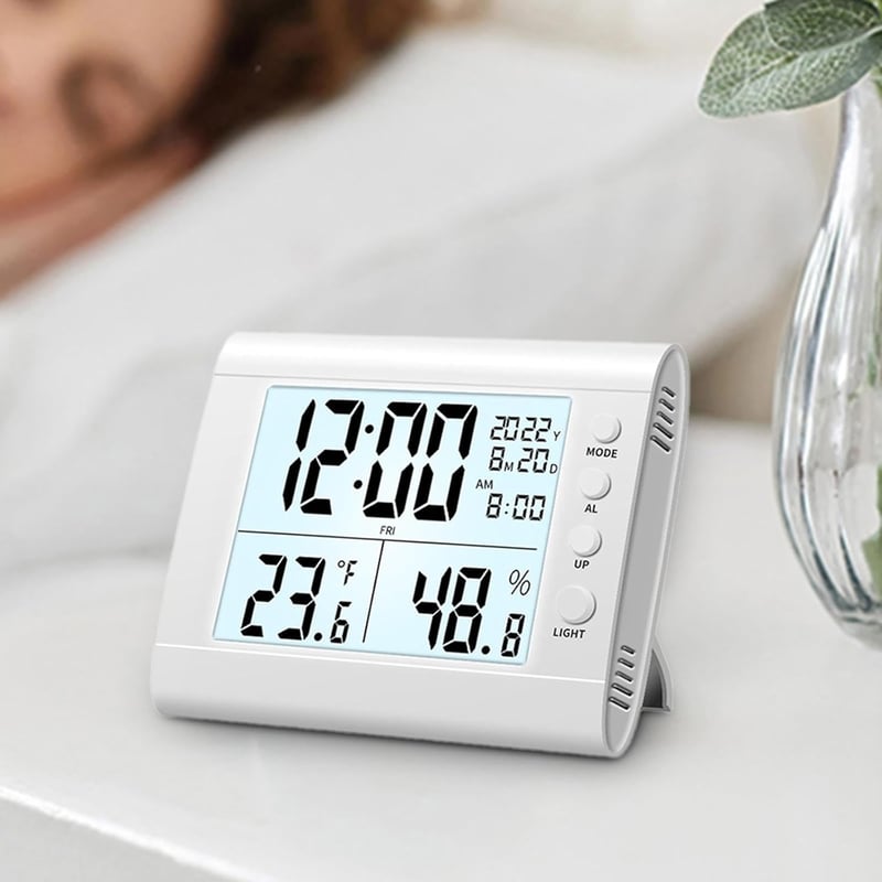 Sharplace Digitális Fürdőszobai Óra Vízálló Zuhany Timer Ébresztővel, Hőmérő Páratartalom Mérő Konyhai Időzítő, Fehér