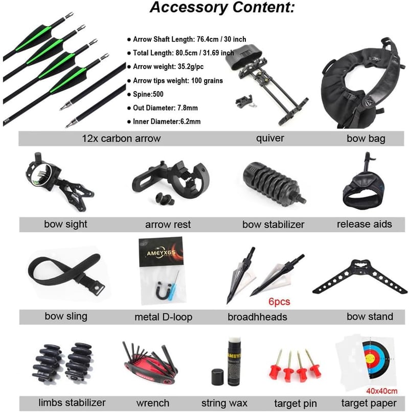 SHARROW Compound Bow 20-70 lbs állítható íjászati szett felnőtteknek és kezdőknek