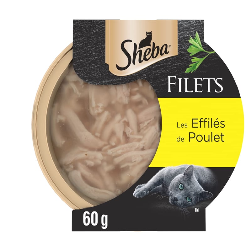 Hrană umedă pentru pisici adulte Sheba Filets cu pui în sos – 32 x 60 g, în tăvițe