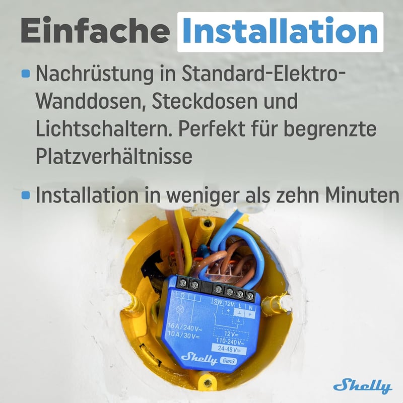Shelly 1 Gen3 WLAN okos relé lichtschalter Alexa Google Home kompatibilis