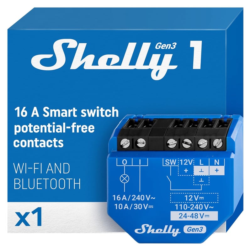 Shelly 1 Gen3 WLAN okos relé lichtschalter Alexa Google Home kompatibilis