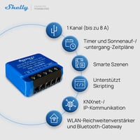 Inteligentné relé Shelly 1 Mini Gen3 WiFi a Matter, 1 kanál, 8A, bezpotenciálový kontakt, vypínač svetla, garážová brána, inteligentná domácnosť, Alexa 5