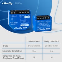 Inteligentné relé Shelly 1 Mini Gen3 WiFi a Matter, 1 kanál, 8A, bezpotenciálový kontakt, vypínač svetla, garážová brána, inteligentná domácnosť, Alexa 8
