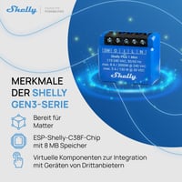 Inteligentné relé Shelly 1 Mini Gen3 WiFi a Matter, 1 kanál, 8A, bezpotenciálový kontakt, vypínač svetla, garážová brána, inteligentná domácnosť, Alexa 7