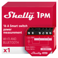 Inteligentné Wi-Fi relé Shelly 1PM Gen3, meranie spotreby energie, 1 kanál, 16 A, spínač svetiel, vykurovanie, inteligentná domácnosť, časovač, podpora Alexa a Google Home 1