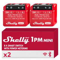 Inteligentné Wi-Fi Bluetooth relé Shelly 1PM Mini Gen3, 1 kanál, 8A, meranie spotreby, kompatibilné s Alexa a Google Home, aplikácia pre iOS a Android, 2 1
