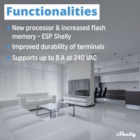 Inteligentné Wi-Fi Bluetooth relé Shelly 1PM Mini Gen3, 1 kanál, 8A, meranie spotreby, kompatibilné s Alexa a Google Home, aplikácia pre iOS a Android, 2 3