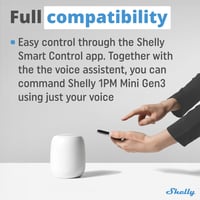 Inteligentné Wi-Fi Bluetooth relé Shelly 1PM Mini Gen3, 1 kanál, 8A, meranie spotreby, kompatibilné s Alexa a Google Home, aplikácia pre iOS a Android, 2 5