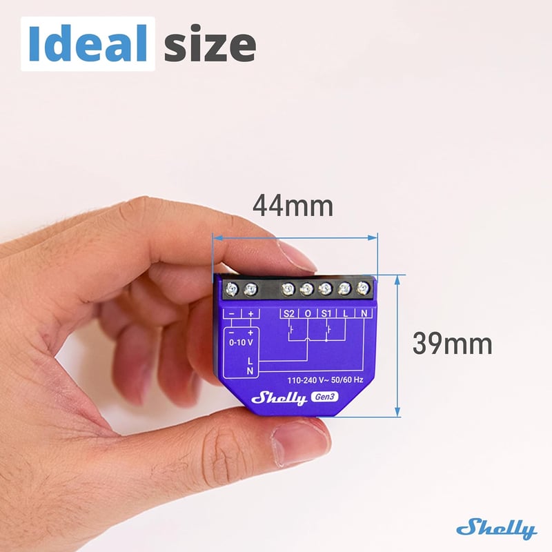 Shelly Dimmer 0/1-10V PM Gen3 WiFi okos fényerő szabályozó, távirányítás, Alexa és Google Home
