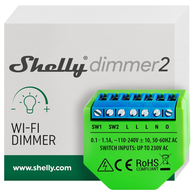 Variator de intensitate inteligent WiFi Shelly Dimmer 2, compatibil cu Alexa și Google Home, fără fir neutru, aplicație iOS și Android, nu necesită hub