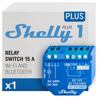 Shelly Plus 1 UL WiFi okos relé kapcsoló száraz érintkezőkkel, Bluetooth átjáró, Alexa és Google Home kompatibilis, garázsajtó nyitó, 1 db 1