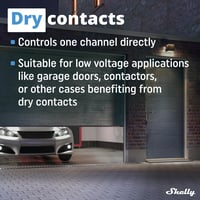 Shelly Plus 1 UL WiFi okos relé kapcsoló száraz érintkezőkkel, Bluetooth átjáró, Alexa és Google Home kompatibilis, garázsajtó nyitó, 1 db 3
