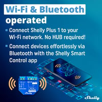 Shelly Plus 1 UL WiFi okos relé kapcsoló száraz érintkezőkkel, Bluetooth átjáró, Alexa és Google Home kompatibilis, garázsajtó nyitó, 1 db 2