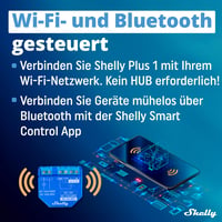 Shelly Plus 1 WiFi a Bluetooth inteligentné relé, 16A, bezpotenciálový kontakt, spínač svetiel, kompatibilné s Alexa, Google Home, aplikácia pre iOS a Android, nie je potrebný hub 4