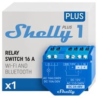 Shelly Plus 1 WiFi a Bluetooth inteligentné relé, 16A, bezpotenciálový kontakt, spínač svetiel, kompatibilné s Alexa, Google Home, aplikácia pre iOS a Android, nie je potrebný hub 1
