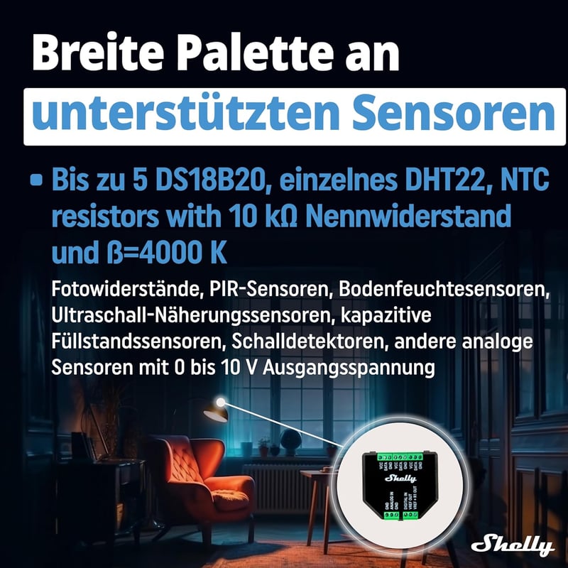Shelly Plus Add-On hőmérséklet és páratartalom szenzor interfész