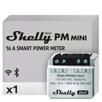 Inteligentný merač spotreby energie Shelly PM Mini Gen 3 WiFi a Bluetooth, 1 kanál, 16A, meranie spotreby v reálnom čase, kompatibilný s Alexa a Google Home, sk 1