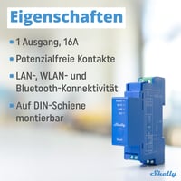 Întrerupător inteligent Shelly Pro 1 cu 1 canal, montabil pe șină DIN, cu LAN, WLAN și contacte fără potențial, 16A, compatibil cu Alexa, Google Home, iOS și Android 3