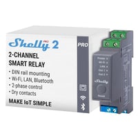 Shelly Pro 2 LAN WLAN 2 csatornás DIN sín relé 25A Alexa Google Home vezérléshez 1