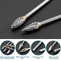 Shengbenhao Volfrám Karbid Vágófej Készlet 10db 1/8" Rotációs Szerszámhoz 3