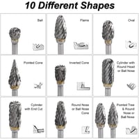 Shengbenhao Volfrám Karbid Vágófej Készlet 10db 1/8" Rotációs Szerszámhoz 5