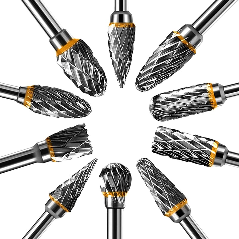 Shengbenhao Volfrám Karbid Vágófej Készlet 10db 1/8" Rotációs Szerszámhoz