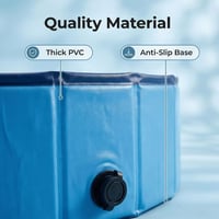 Shengou skladací bazén pre psov, priemer 160 cm, výška 30 cm, s výpustným ventilom, modrý, protišmykový PVC materiál, rýchle vypúšťanie, bez potreby čerpadla 5